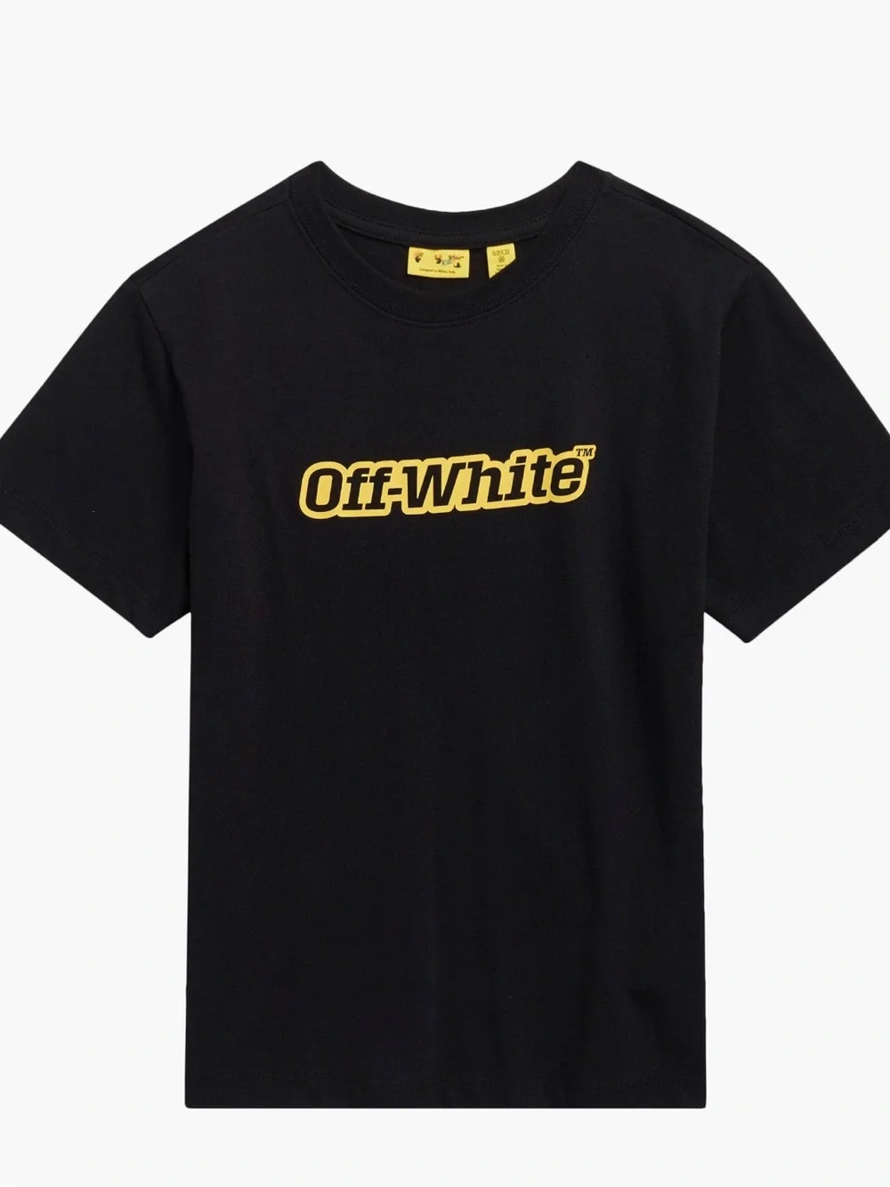 Off-White Kids Black Tee with Yellow Logo